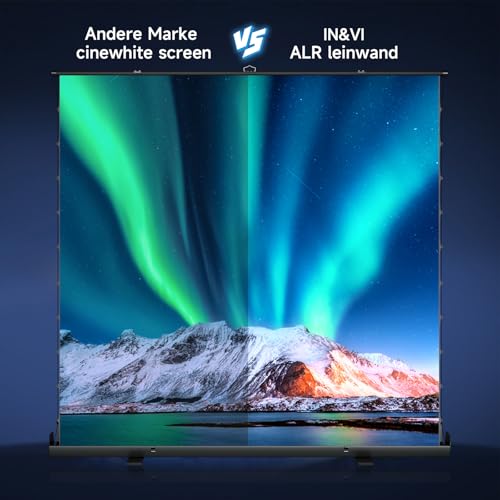 IN&VI Tragbare Leinwand Beamer 100 Zoll Format 16:9,Hochziehbare Pull-Up Beamer Leinwand mit Ständer,Ideal für Heimkino, Innen-/Außenfilme