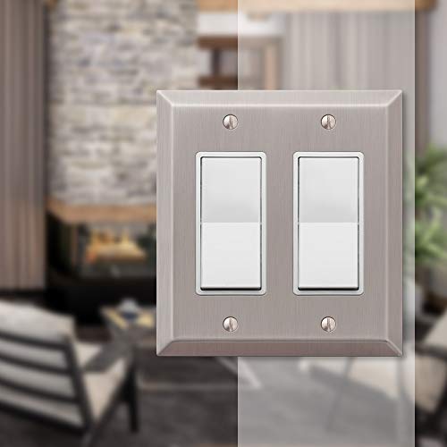Image of AMERELLE 163RRBN Century Double Rocker Steel Wallplate in Brushed Nickel