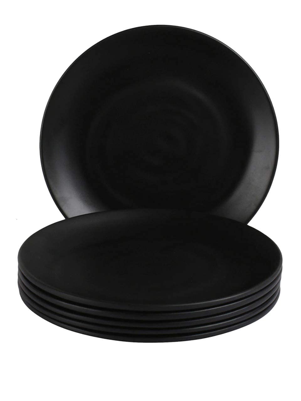 Simran Handicrafts Melamine Full Size Dinner Plates Matte Finish Black Spiral Design Plates (11 Inches) (Pack of 6)