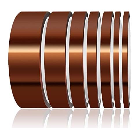 YTFGGY Heat Resistant Tape, 7 Pack High Temp Heat Tape Multi – Sized 1/8", 1/5", 1/4", 2/5", 4/5", Heat Resistance Up to 260℃ (500℉) Cover
