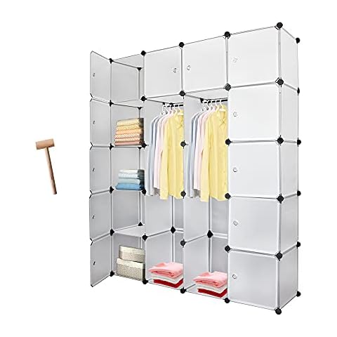 Lospitch Kleiderschrank, Tragbarer Regalsystem, 20 Würfel DIY Regalsystem Kleiderschrank Offen Kunststoff Garderobe Cover