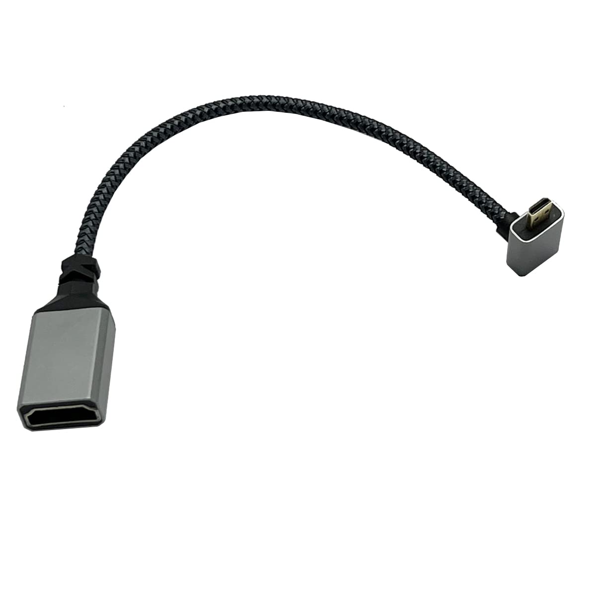 Seadream 4K Angled Micro HDMI Male to HDMI Female Nylon Braided Cable (Type D to Type A) Support 4K/60Hz 1080p,8 inch (UP Angled)