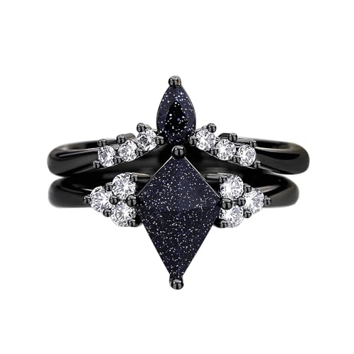 Personalized Matching Rings for Couples, Engagement Rings Set, Engavable Promise Ring for Her, Custom Wedding Rings, 3 Pc Unique Matching Rings.2