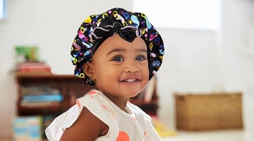 2Pcs Pack Adjustable Baby Bonnet Kids Bonnet Satin Silky Hair Bonnets Sleep Hat For Girls Boys Toddler Infants With Tie Band Bow 6-12 Months Hot Pink Blue #TOP3