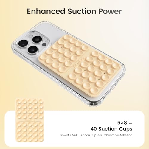 Image of Klearlook Silicone Suction Cup Phone Case Mount Double Sided, Sticky Phone Grip for 6.1-7.2 inch Phones, Phone Accessories Hands-Free Strong Grip Holder for Selfies and Videos, Baby Yellow