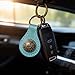 Artisanal Handmade Genuine Leather Keychain, Vintage Teardrop Key Ring with Intricate Metal Embellishment, Stylish Key Organizer for Car Keys, Bags, Gifts for Men & Women(Light Blue)