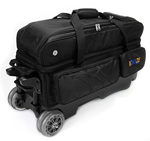 KAZE SPORTS Deluxe 3 Ball Bowling Roller with Double Wheels, Black - Thumbnail 4