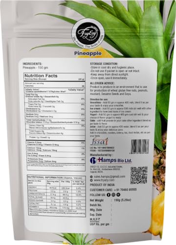Image of FzyEzy Healthy Premium Freeze-Dried Pineapple Fruit Slices | Pantry Groceries Dehydrated Perfect for Healthy Snacking, Candy, Baking, Smoothie, Juice, Cake, Ice cream, Cereal | Promotes Good Digestive Health | Ideal Slices for Kids & Adults (150g)