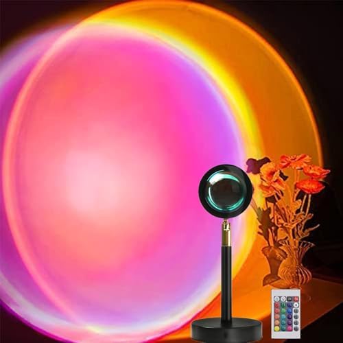 Image of Sunset Projection Lamp, 16 Colors Projector Lights, 180 Degree USB Charging, Romantic Rainbow Lamp, Black