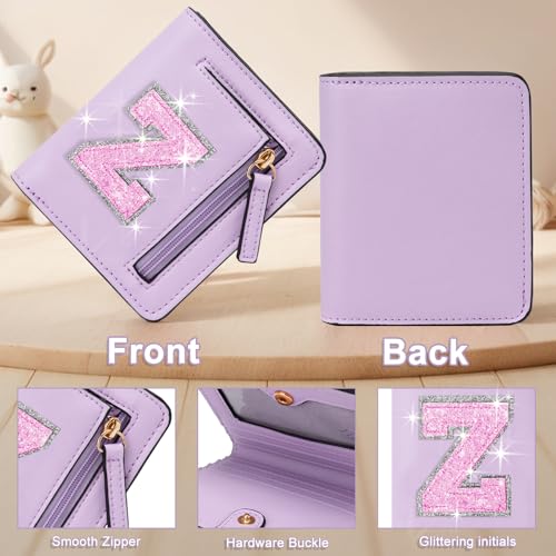 Image of Birthday Gifts for Teen Girl Kids Wallet Girl Wallets Small Initial Rfid Wallet Teen Girls Gift Preppy Stuff for Girls Purple Z