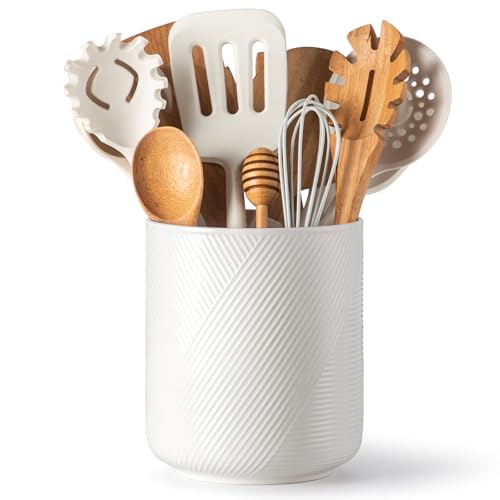 Adewnest Utensil Holder for Kitchen Countertop: Ceramic Cooking Utensil Crock - Decorations...