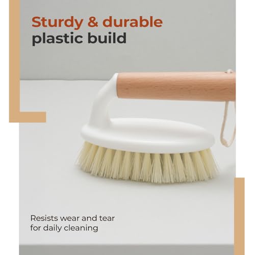 Image of Lifelong Multipurpose Cleaning Brush with Wooden Handle & Strong Bristles | Durable Scrub Brush for Bathroom, Kitchen, Floor & Tile Cleaning | Ergonomic Grip for Easy Scrubbing & Household Cleaning