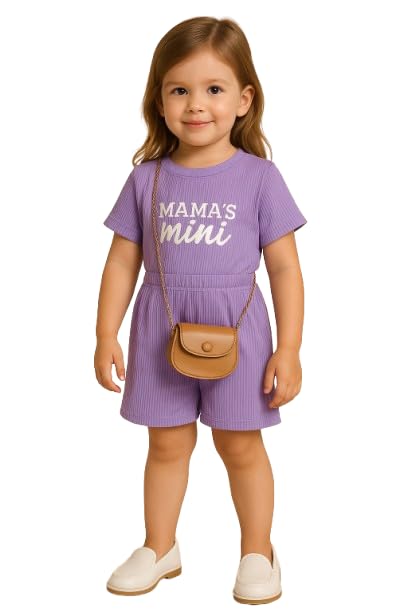Ninas Baby Girls Solid Cotton Blend Style Top and Shorts Set for kids (Purple)