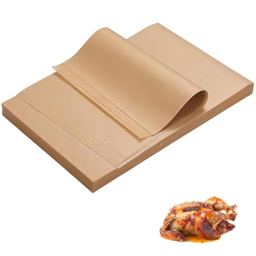Eastrise 100 PCS Baking Paper Unbleached Parchment Paper for Baking Precut Non Stick Greaseproof Sheets for Baking Cooking Grilling Air Fryer Steaming Burger Baking (Brown/8x12in)