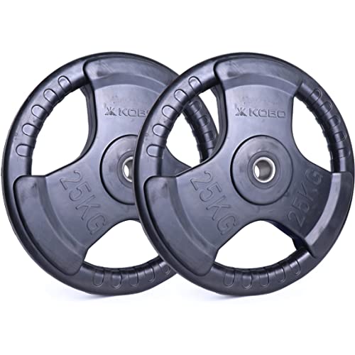 Image of Kobo 2.5 Kg (31 mm) Fitness Rubber Coated Tri-Grip Plate & Integrated Metal Grip Rubber Weight Plates - Sold in Pairs (Imported)