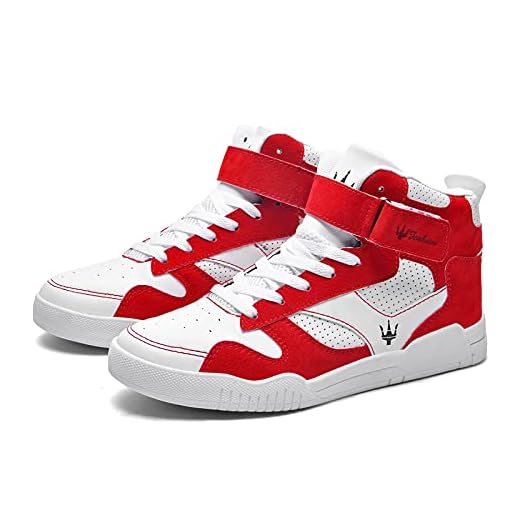 K DUORO Herr sneakers mode höga sneakers utomhus lätta män träningsskor promenadskor, - röd - 39 EU