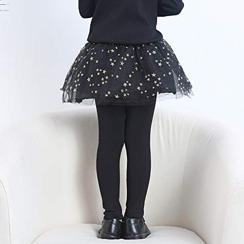 Little Girls Footless Leggings with Tutu Ruffle Twinkle Star Skirt Stretchy Cotton Pantskirt - Image 2