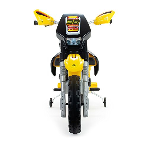 INJUSA - Moto Eléctrica Cross Thunder MAX para Niños 3-6 Años | Batería 12V | con Acelerador en Puño | Ruedas de Apoyo | Bandas de Goma en Las Ruedas | Freno Eléctrico | 6 Km/h | Color Negro (6811)
