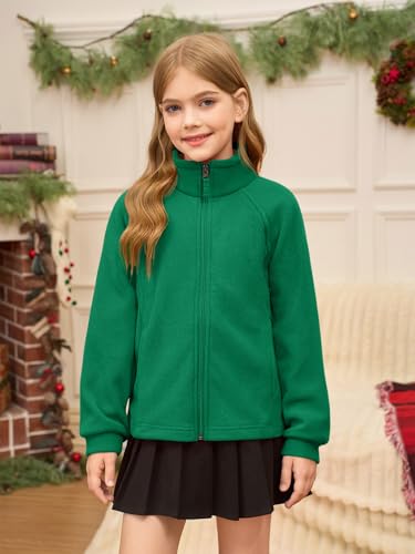 Haloumoning Girls Polar Fleece Jacket Kids Full Zip Lightweight Fall Winter Coat Outerwear with Pockets 5-14 Years3