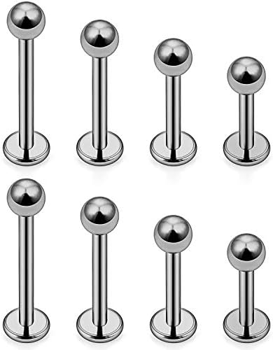 PiercingJak 10pcs Piercing Labret Lèvre Nez Studs 16G Acrylique Acier Inoxydable Piercing Cartilage Tragus Avant Helix 3mm Boule Clou Boucles D'Oreilles Femme Homme Studs Lot Bijoux De Corps(Argent