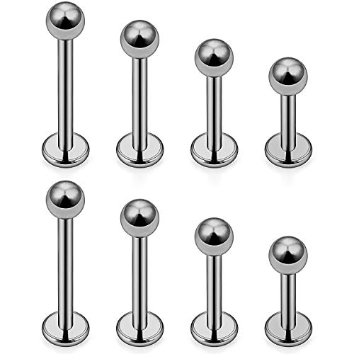 SCERRING 2-8PCS 16g G23 Titanium Labret Monroe Lip Tragus Cartilage Earring Ring Stud Piercing Jewelry 6mm 8mm 10mm 12mm