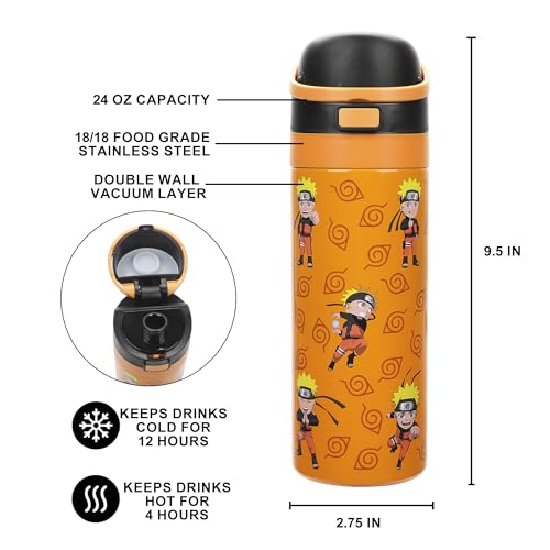 Image of Naruto Khargo 24 Oz. Stainless Steel Tumbler With Flip-Top Lid