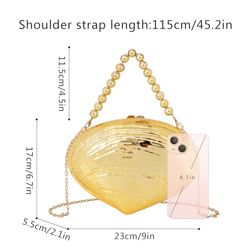 Image of Women Seashell Evening Bag Purse Mermaid Chain Strap Clutch Handbag Shoulder Bag | Seashell