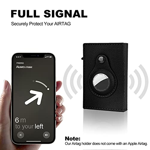 Image of AirTag Wallet for Mens Wallet,Card Holder for AirTag,Smart,RFID Blocking,Slim Wallet for Front Pocket-8-12 Card Capacity (Pu Leather, Lichee Black)