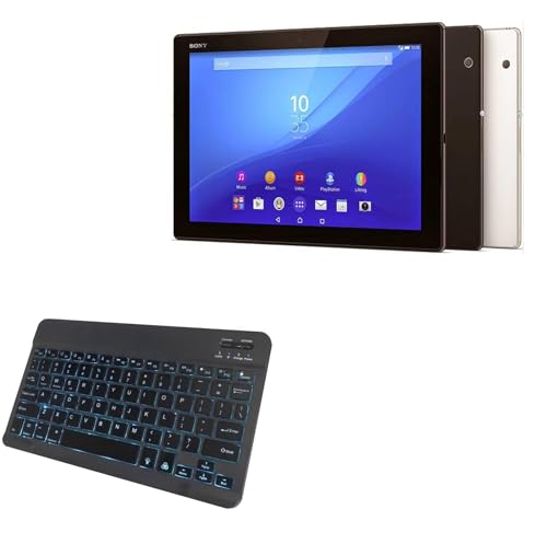 BoxWave Keyboard Compatible with Sony Xperia Z4 Tablet - SlimKeys Bluetooth Keyboard - with Backlight, Portable Slim LED 7 Colors - Jet Black