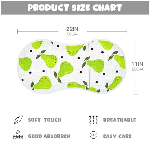 xigua Green Pears Muslin Baby Burp Cloths Set of 4, Super Soft & Absorbent Burping Rags, Cotton Burp Clothes Shower Gift for Newborn, Baby Girls and Boys4