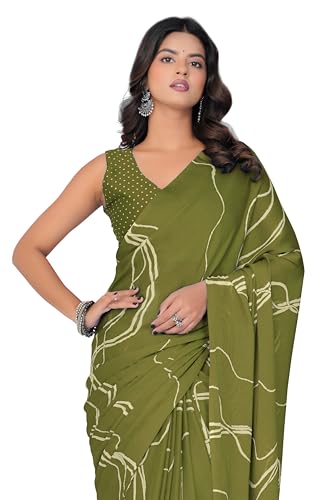 Image of MIRCHI FASHION Saree for Woman Chiffon Georgette Geometric Printed | Lightweight Farewell and Women's Office Sari with Blouse Piece