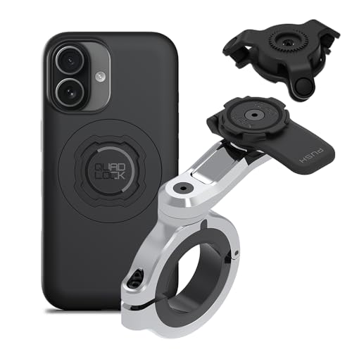 Image of Quad Lock Motorcycle Handlebar Phone Mount PRO Chrome - Large with Vibration Dampener and MAG Phone Case for iPhone 17