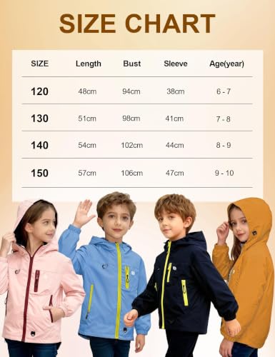 Image of Venzina Kids' Adventure-Ready Windproof Jacket Thermal-Insulated & Water-ResistantFixed Hood for Hiking, Camping, School