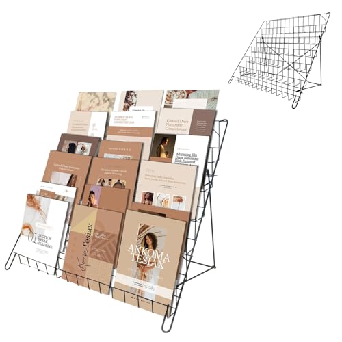 NEESEEYEE 6 Tier Wire Magazine Rack - Comic Book Rack Wide Wire Tabletop Display Rack for Exhibitions Office Table Top Book Brochure Literature Comic Greeting Card Shelf Holder Stand