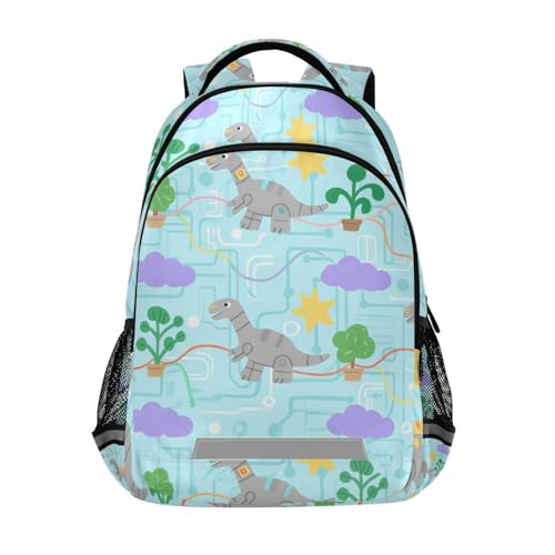 KLL Cartoon Gray Dinosaurs Light Blue Designed kids tiny backpack with large books bag for college mochilas escolares para ni?as