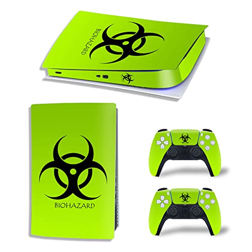 Image of WPS Glossy Protective Vinyl Decal Skin /Stickers Wrap Cover for PS5 Skin Stickers Full Body for Playstation 5 Console & 2 Controllers (PS5 Digital Edition, Biohazard)