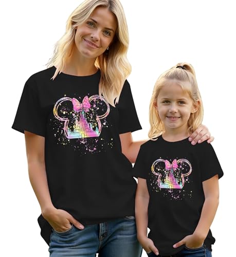 Image of Magical Shirts Women Girls Family Vacation Matching Shirt Magic Kingdom T-Shirt Mommy and Me Trip Short Sleeve Tops