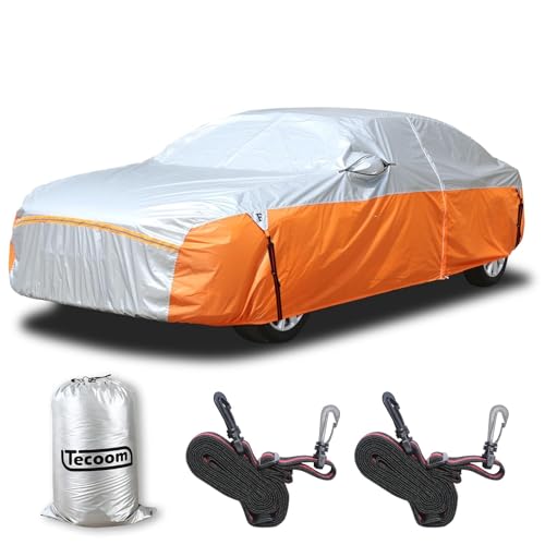 Image of Tecoom Waterproof All Weather Sedan Car Cover (191 inch-200 inch), Universal Full Exterior Cover Fit for Toyota Camry, Chevrolet Malibu, Honda Accord, Windproof UV Rain Sun Protection