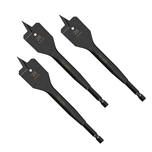 3 x SabreCut SCRIW28_3 28mm x 152mm Impact Rated Flat Wood Spade Bits for Softwood Hardwood Chipboard