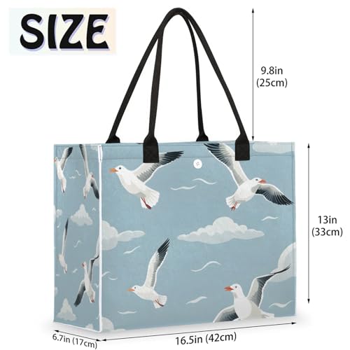 QsirBC Marine Gulls Large Beach Tote Bag for Women Adequate Capacity Kitchen Reusable Grocery Bag with Inner Zipper Pocket Travel Tote Handbag for Beach Pool Shopping Daily Use2