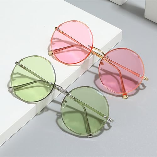 Round Rimless Sunglasses Men Woman Luxury Large Frame Sun Glasses Female Vintage UV400 Shades Eyewear2