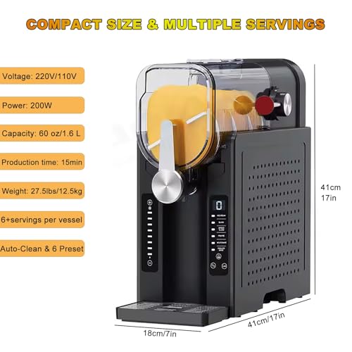 Slush Maschine für Zuhause – Eisfreier All-in-One Slusheis Maschine mit Automatischer Reinigung und 6 Voreinstellungen | Frozen Margaritas, Frappés, Eiscreme, Smoothies, Milchshakes und Mehr – Bild 3