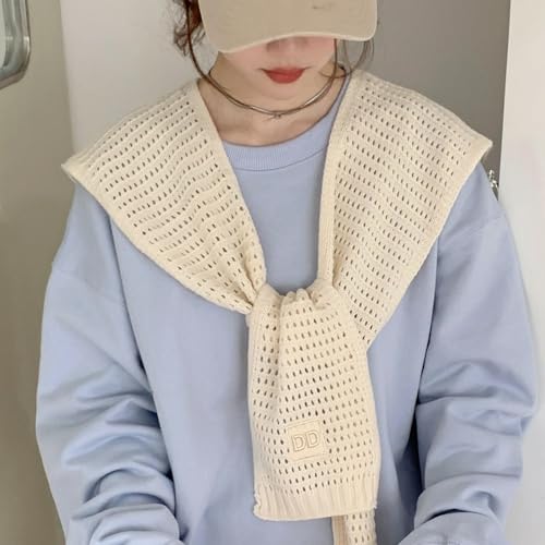 Chevara Women’s Crochet Shawl Wraps Tie Up Sweater Scarf Tops Knitted Fashion Scarf Cape2