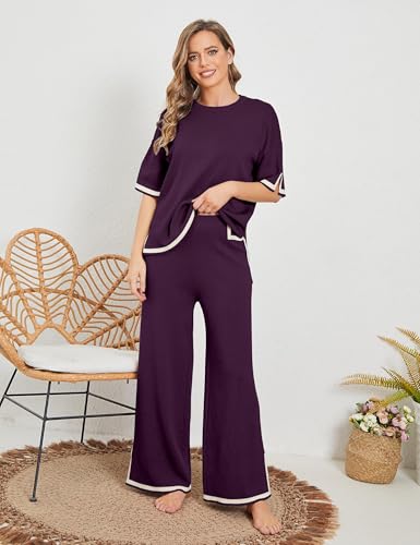 Image of TIGMA Women Casual Summer co ords Set Track Suit Oversized Top Baggy Pant,Top and Pajama Set