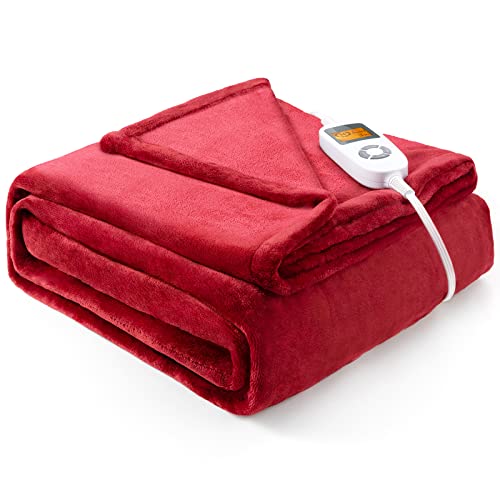 Electric Heated Blankets, Full Size 72" x 84" Large Heating Throws, Soft Flannel Fast Heating Blanket with 10 Heating Levels, Auto-Off, ETL Certified, Overheating Protection, Machine Washable