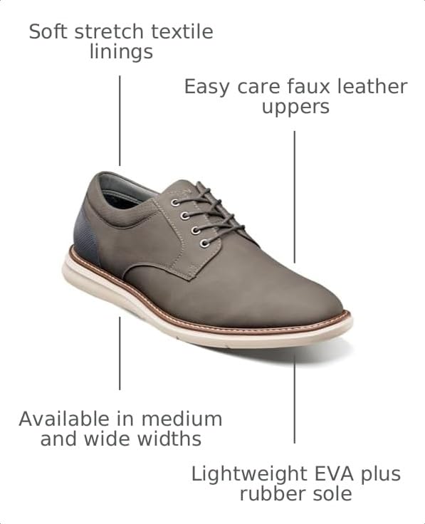 Image of Nunn Bush Chase 2.0 Casual Plain Toe Oxford Contemporary Lace-Up