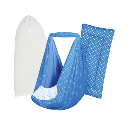 Image of Premium Swing Cradle Set | Hanging Swing Cradle, Removable 5-Layer Padded Bed & Mosquito Net | Up to 15 kg | Dark Blue Dot