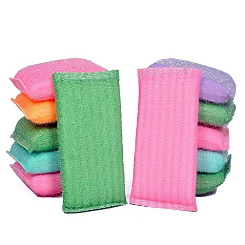 Image of MOOLYAVAAN Products Multi Colour Foam Pad Sponge & Plastic Scrub Pads Foam Pad Sponge Scourer Kitchen Scrubber for Dish /Utensils /Tiles Cleaning Heavy Quality (Pack of 12+12)