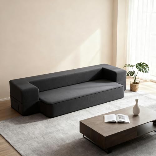 HonTop 8 Inch Folding Sofa Bed Couch Queen Memory Foam Convertible Futon Sleeper Chair Foam Bed for...