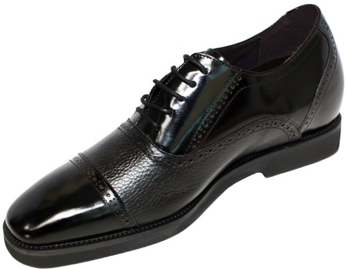 Calden Men's Invisible Height Increasing Elevator Shoes - Black Leather Lace-up Lightweight Formal Dress Oxfords - 2.8 Inches Taller - K320021 - Size 9 D(M) US2